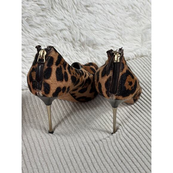 Brian Atwood Animal Print Stiletto Leather Ankle Boots Womens Size 38.5 - Picture 4 of 10